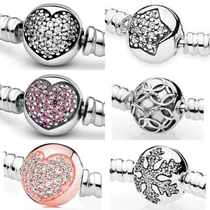 Crystal Love Heart Star Snowflake Clasp for 925 Silver Bracelet Bangle