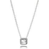 Square-cut Crystal Necklace Women 925 Sterling Silver Bead Charm Necklace