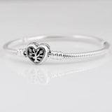 925 Silver Family Tree Heart Clasp Bracelet