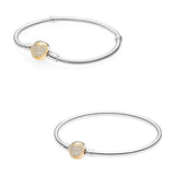 Crystal Love Heart Clasp Bracelet Bangle 925 Sterling Silver Charm Jewelry