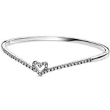 Heart Wishbone Crystal Bracelet Bangle 925 Silver