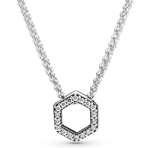 925 Silver Hexagon Collier Necklace for Women