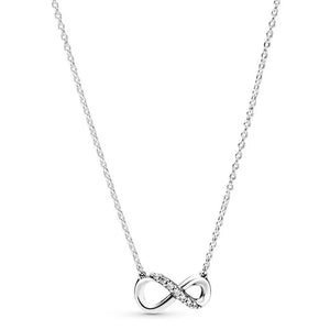 Moments Infinity Collier Crystal Necklace 925 Sterling Silver Bead Charm Jewelry