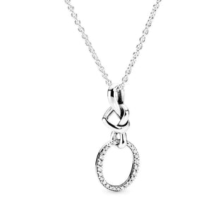 Knotted Heart Crystal Necklace 925 Sterling Silver Charm