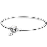 925 Silver Daisy Flower Clasp Bracelet Bangle for Women