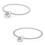 Moments Logo Padlock Bracelet Bangle 925 Silver Charm Jewelry