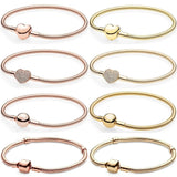 925 Silver Bracelet Pave Heart Ball Barrel Clasp