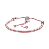 Heart Clasp Snake Chain Slider Bracelet Bangle for 925 Sterling Silver Bracelet