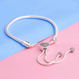 Heart Clasp Snake Chain Slider Bracelet Bangle for 925 Sterling Silver Bracelet