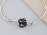 Pave Heart Clasp With Crystal Bracelet Bangle 925 Sterling Silver Bead Charm