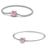 Radiant Heart Snake Chain Bracelet 925 Silver