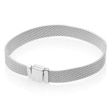 Moments Rose Reflexions Mesh Bracelet Bangle 925 Sterling Silver Charm Jewelry