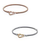Sterling Silver Rose Heart Bracelet Bangle for Women