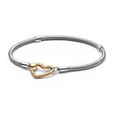 Sterling Silver Rose Heart Bracelet Bangle for Women