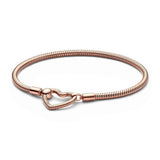 Sterling Silver Rose Heart Bracelet Bangle for Women