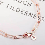 Rose Link Chain & Stones Bracelet 925 Sterling Silver Bead Charm Bangle