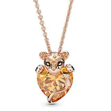 Rose Lioness Heart Necklace Silver Charm Jewelry