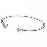 Rose Signature Crystal Bracelet Bangle 925 Silver Charm Jewelry