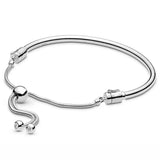 Sterling Silver Rose Snake Chain Bangle Bracelet for Women