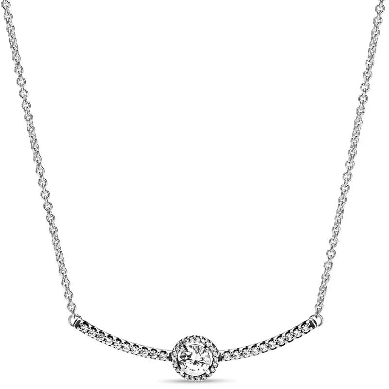 Sparkling Crystal Necklace 925 Sterling Silver Jewelry