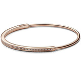 Crystal Pave Bracelet Bangle for Women 925 Sterling Silver Bead Charm Jewelry