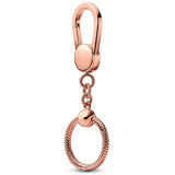 925 Sterling Silver Heart Bag Charm Holder Key Ring For Bracelet DIY Jewelry