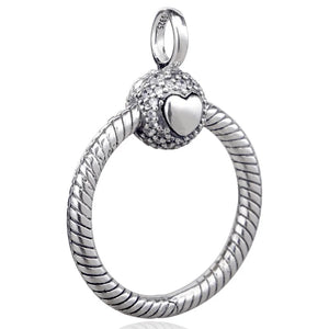 Small Pave & Heart Necklace Pendant Beads DIY Jewelry 925 Sterling Silver