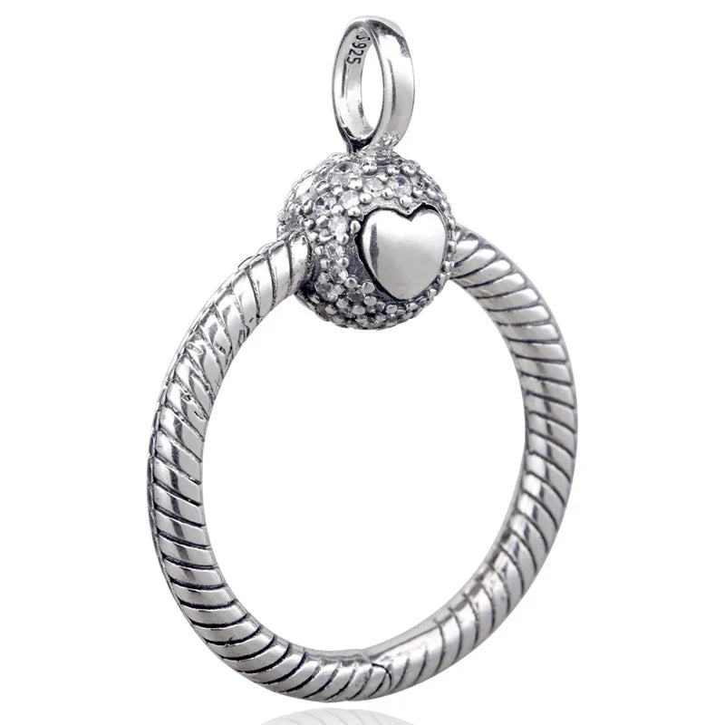 Small Pave & Heart Necklace Pendant Beads DIY Jewelry 925 Sterling Silver