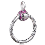 Small Pave & Heart Necklace Pendant Beads DIY Jewelry 925 Sterling Silver