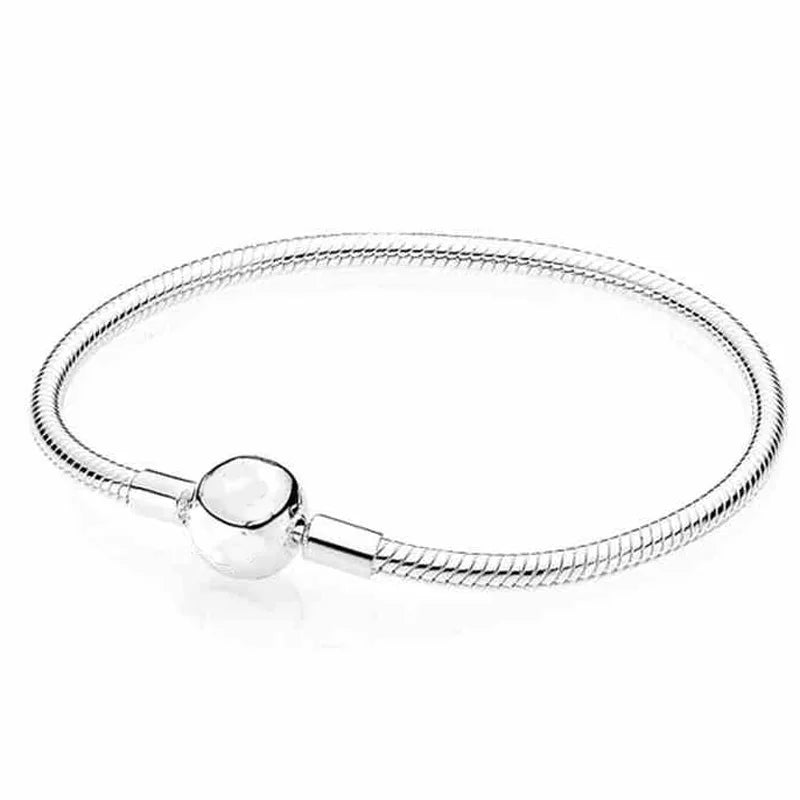 Moments Smooth Ball Clasp Snake Chain Bracelet Bangle