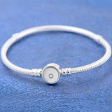 Sparkling Disc Bracelet with Crystal Clasp Fits 925 Silver Bangle Charm