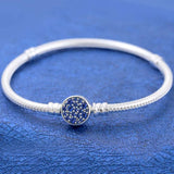 Sparkling Disc Bracelet with Crystal Clasp Fits 925 Silver Bangle Charm