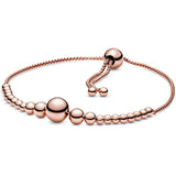 925 Silver Beads Slider Bracelet Bangle for Women