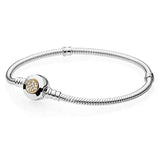 925 Silver Snake Chain Bracelet Two-Tone Bangle for Women