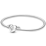 Winged Heart Snake Chain Bracelet 925 Silver Charm Jewelry