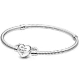 Winged Heart Snake Chain Bracelet Bangle 925 Sterling Silver Bead Charm
