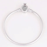 Crystal Clasp Snake Chain Bracelet for 925 Sterling Silver Bead Charm Bangle