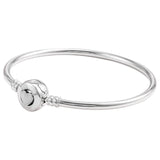 Love Heart Crystal Clasp Bangle 925 Silver Bracelet for Charm DIY Jewelry