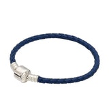 Leather Ball Clasp Snake Bracelet Bangle 925 Sterling Silver Charm Bead