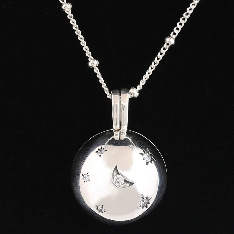 Moon & Star Sliding Ball Chain Necklace 925 Silver Charm Bracelet DIY Jewelry