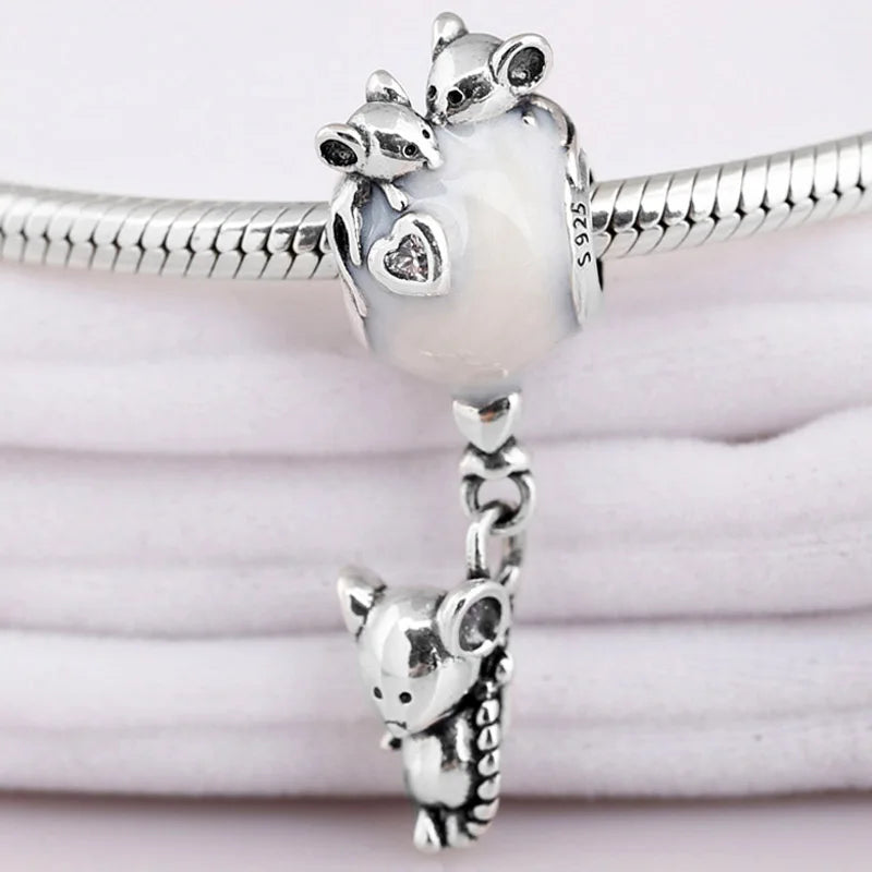 Mouse Balloon Pendant Beads for 925 Silver Bracelet