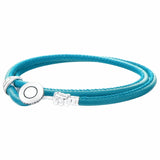 Multicolor Double Leather Signature Bracelet 925 Silver Bangle