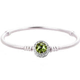 Multicolor Radiant Hearts Clasp Bracelet 925 Silver Bangle