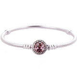 Multicolor Radiant Hearts Clasp Bracelet 925 Silver Bangle