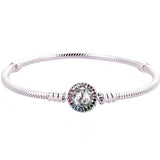 Multicolor Radiant Hearts Clasp Bracelet 925 Silver Bangle