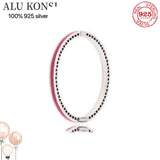 Multicolor Radiant Hearts Bangle 925 Silver Bracelet Charm DIY