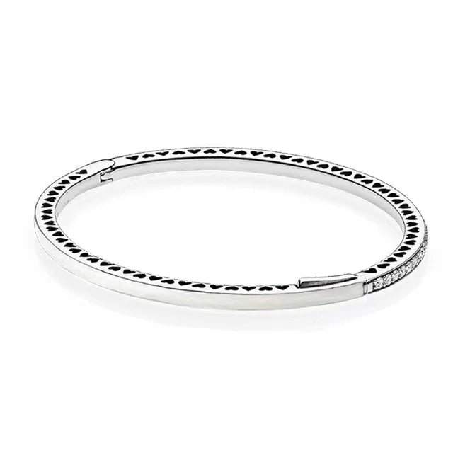 Multicolor Radiant Hearts Bangle 925 Sterling Silver Bracelet
