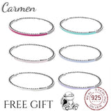 Multicolor Radiant Hearts Bangle 925 Silver Bracelet for Women