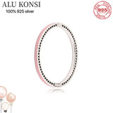 Multicolor Radiant Hearts Bangle 925 Silver Bracelet Charm DIY