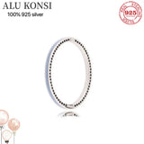 Multicolor Radiant Hearts Bangle 925 Silver Bracelet Charm DIY